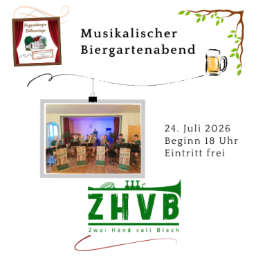 Zwoi Händ voll Blech spielen für Euch am 24. Juli 2026